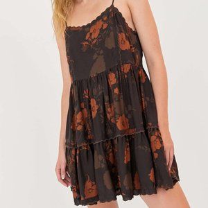 UO Hanna Rayon Scallop Babydoll Mini Dress